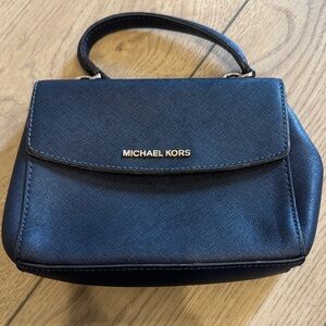 Michael Kors Ava Navy Blue/Black Flap Mini Saffiano Leather